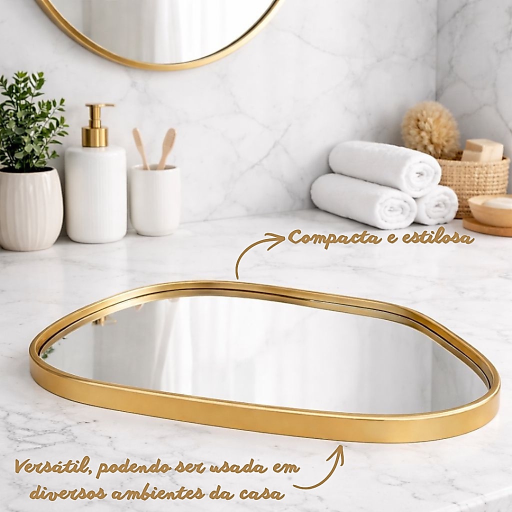 Bandeja Decorativa Multiuso Espelhada Orgânica
