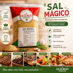 Tempero Completo SAL MÁGICO 1,005kg - Tempera TUDO e Rende MUITO. Tempera Carne, Arroz, Salada, Sopa e muito mais.