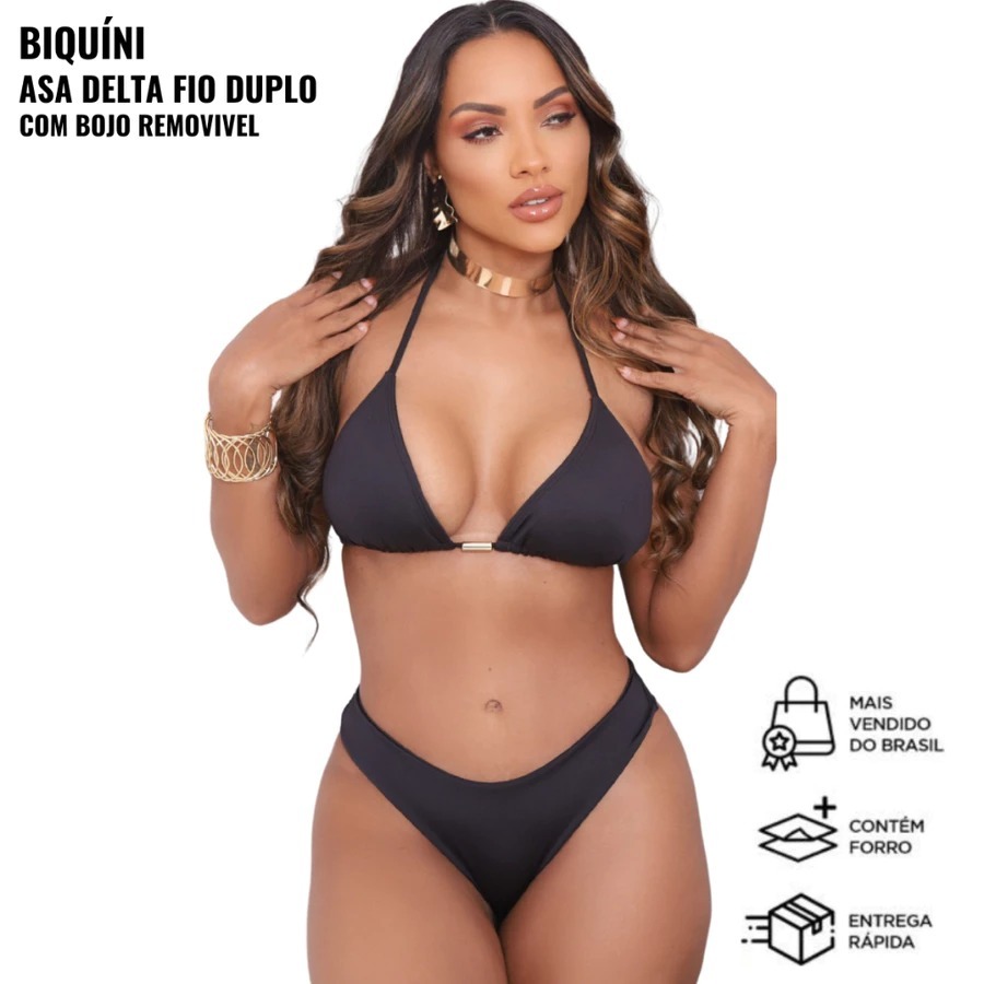 Biquíni Fio Duplo Cortininha Calcinha Asa Delta PROMOÇÃO