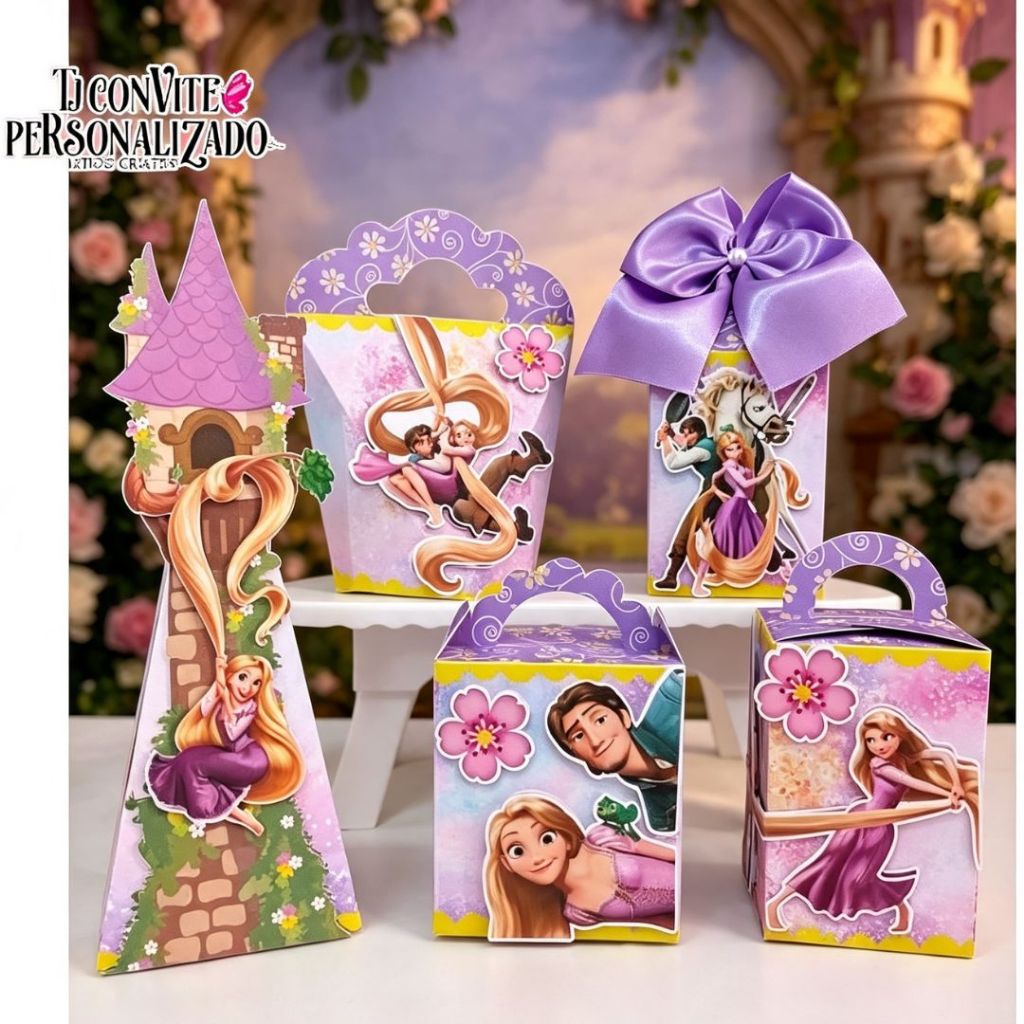 Kit Personalizados RAPUNZEL / Mimos de Aniversário Lembrancinhas Caixinhas Personalizadas Kit Festa