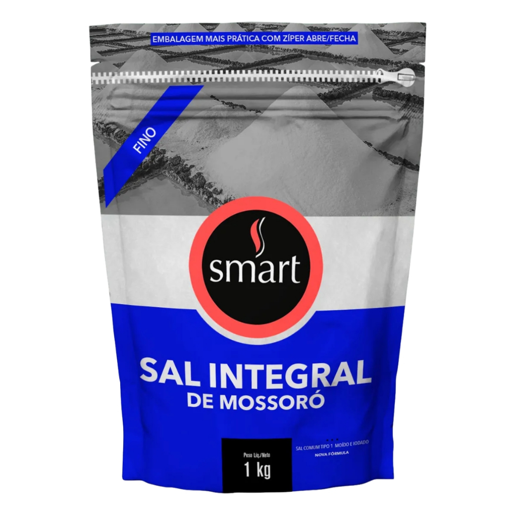 Sal Marinho Integral De Mossoró Fino Sem Glúten Smart 1kg
