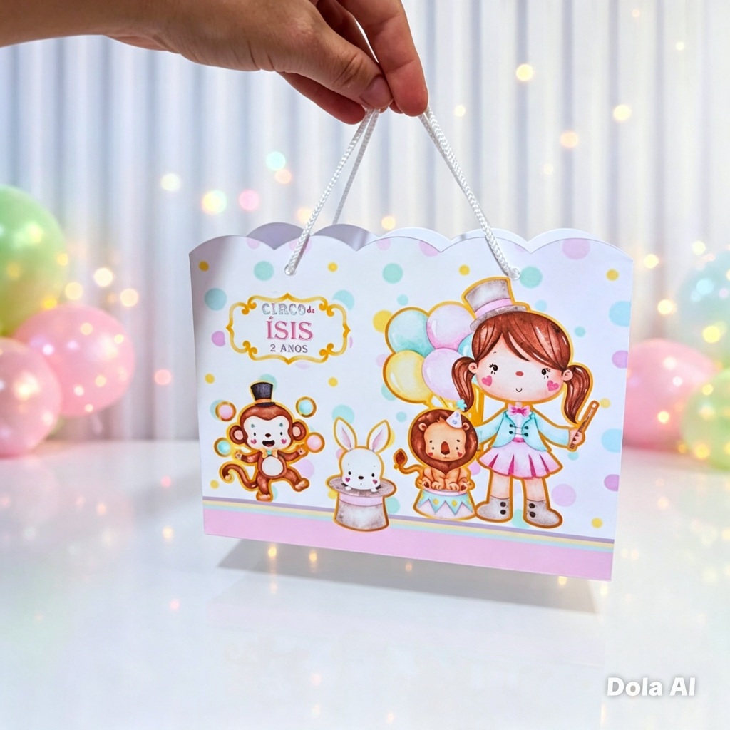 Sacolinha Surpresa Circo Rosa Menina Personalizado  Lembrancinha Aniversário Festa Infantil