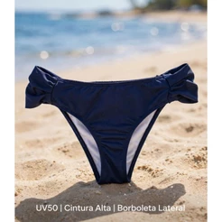 Biquíni Feminino Calcinha Avulsa Borboleta lateral larga franzida Moda Praia Proteção UV+50