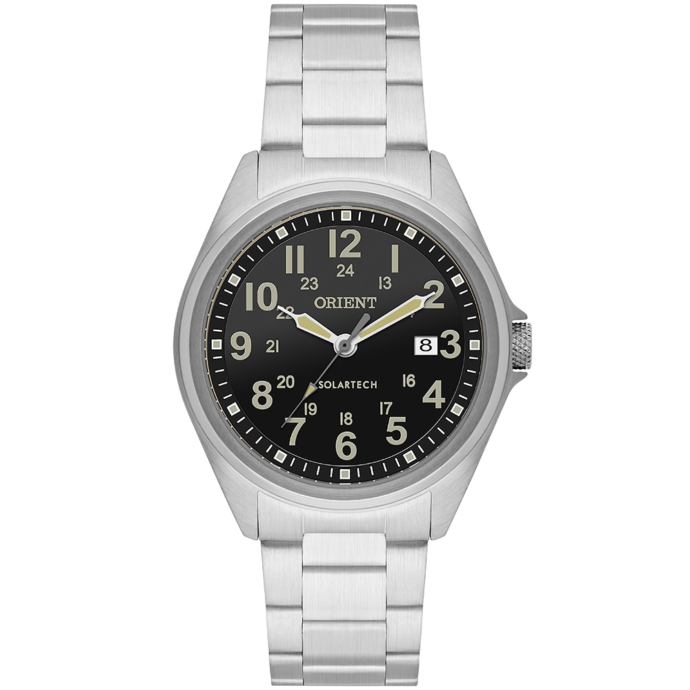Relógio Orient Solartech Masculino MBSS1492 P2SX Solar Aço Inoxidável Preto 100M