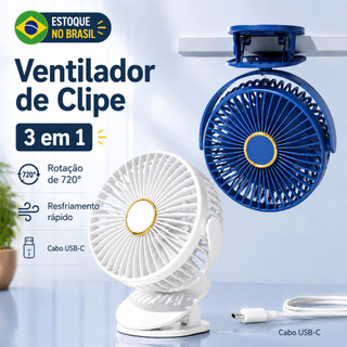 Supreo Mini Ventilador de Mesa Portátil 5 Velocidades Recarregável USB Com Luminária LED …