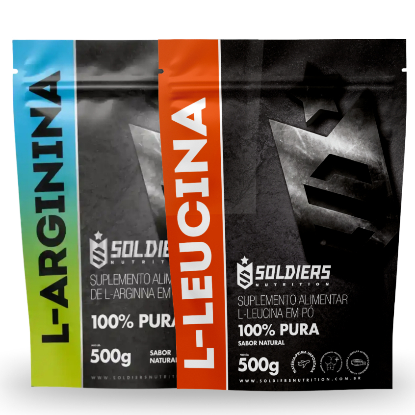 Imagem Kit Arginina 500g + Leucina 500g Aminoácidos em Pó - Soldiers Nutrition