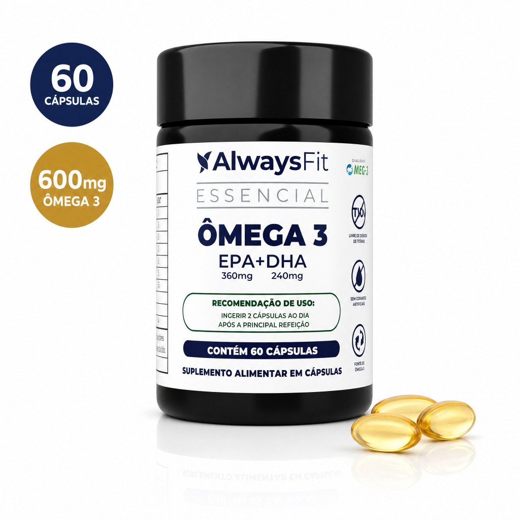 Ômega 3 EPA + DHA AlwaysFit MEG-3 | 360 mg de EPA + 240 mg de DHA | 60 Cápsulas