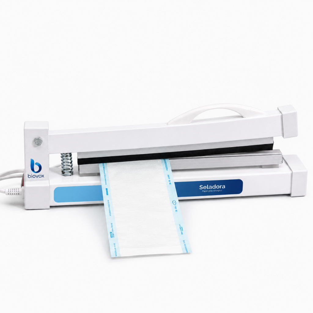 Seladora 30cm Branca + Brinde 10 Envelope - Biovox Selagem Papel Grau Cirurgico Bobina Esterilização