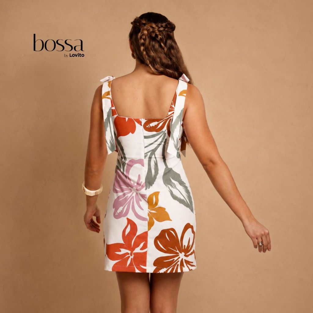 Lovito Bossa Vestido Feminino Curto Estampado Floral Em Linho Verão DRB21262157 · foto 2