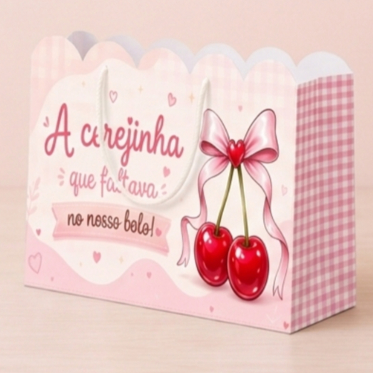 Sacolinha Personalizada Cerejinha Pronta Entrega  Lembrancinha Festa Infantil