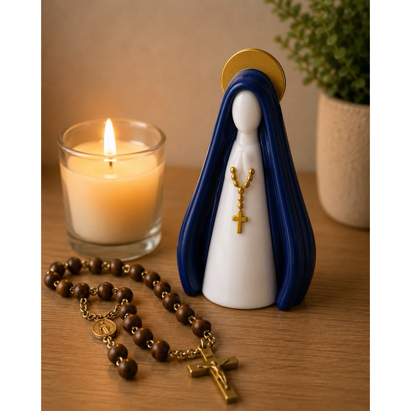 Imagem Nossa Senhora Aparecida 8 cm Decorativa Religiosa em Impressão 3D