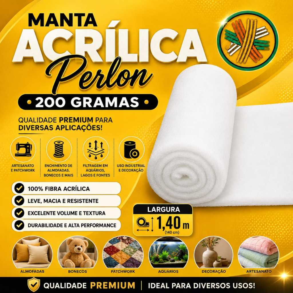 MANTA ACRILICA PERLON 200 GRAMAS (venda a partir de 50 cm x 1,40 mt larg).A manta acrílica 200 GR.
