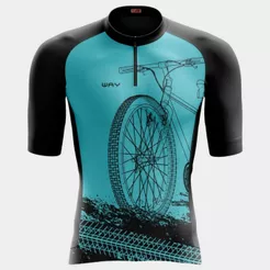 Camisa de Ciclismo Masculina Bike Roda Azul Pro Manga Curta
