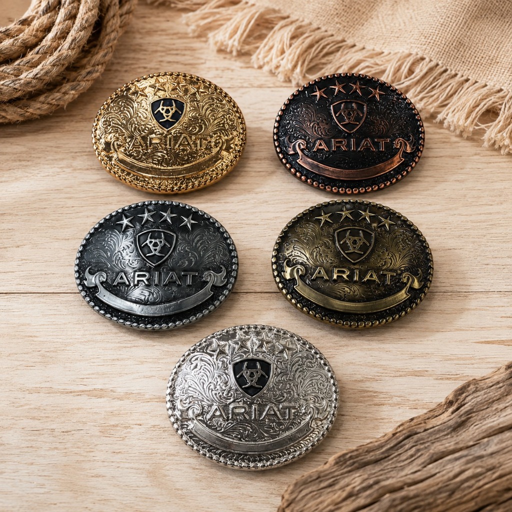 FIVELA ARIAT OVAL - TAMANHO M MÉDIA - COUNTRY - NÃO ENFERRUJA PRA RODEIOS CAVALGADA NIQUEL, DOURADO, OURO VELHO
