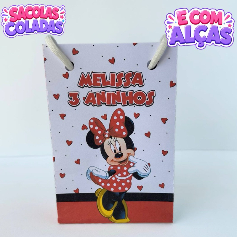 Sacolinha Minnie Vermelha Personalizados/Lembrancinha de Festa/Aniversário/Lembrancinha Festa Infantil