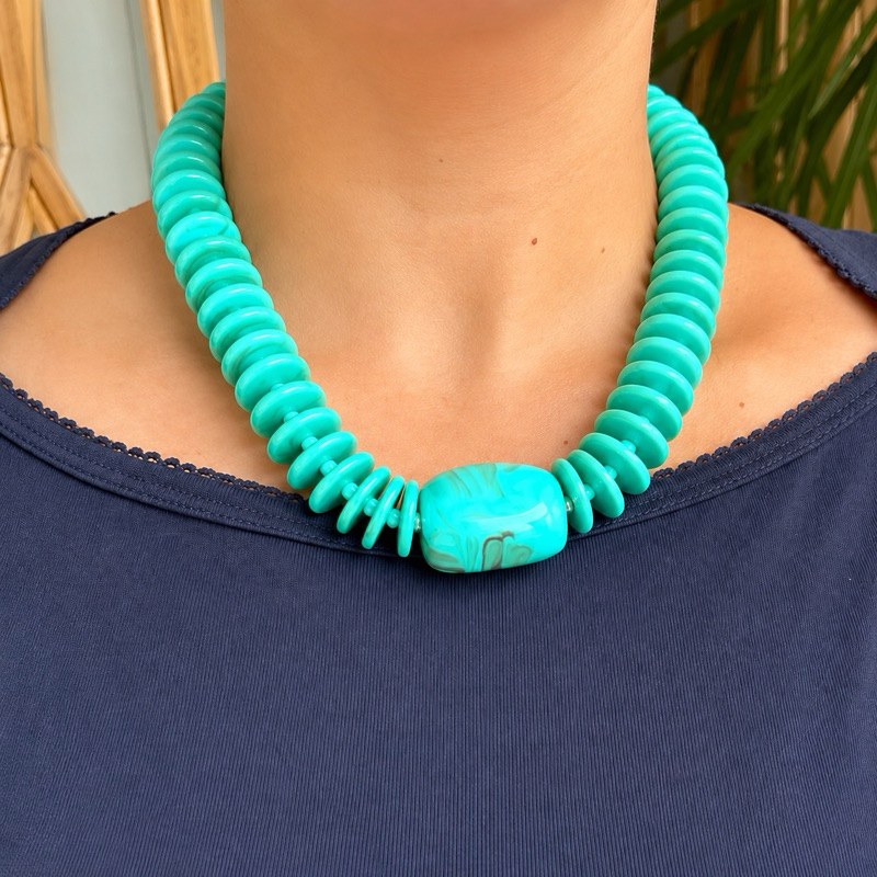 Maxi Colar | Colar  Maximalista | Colar de Resina | COLAR DE BOLAS DE RESIna, Colar Grande, Colar turquesa