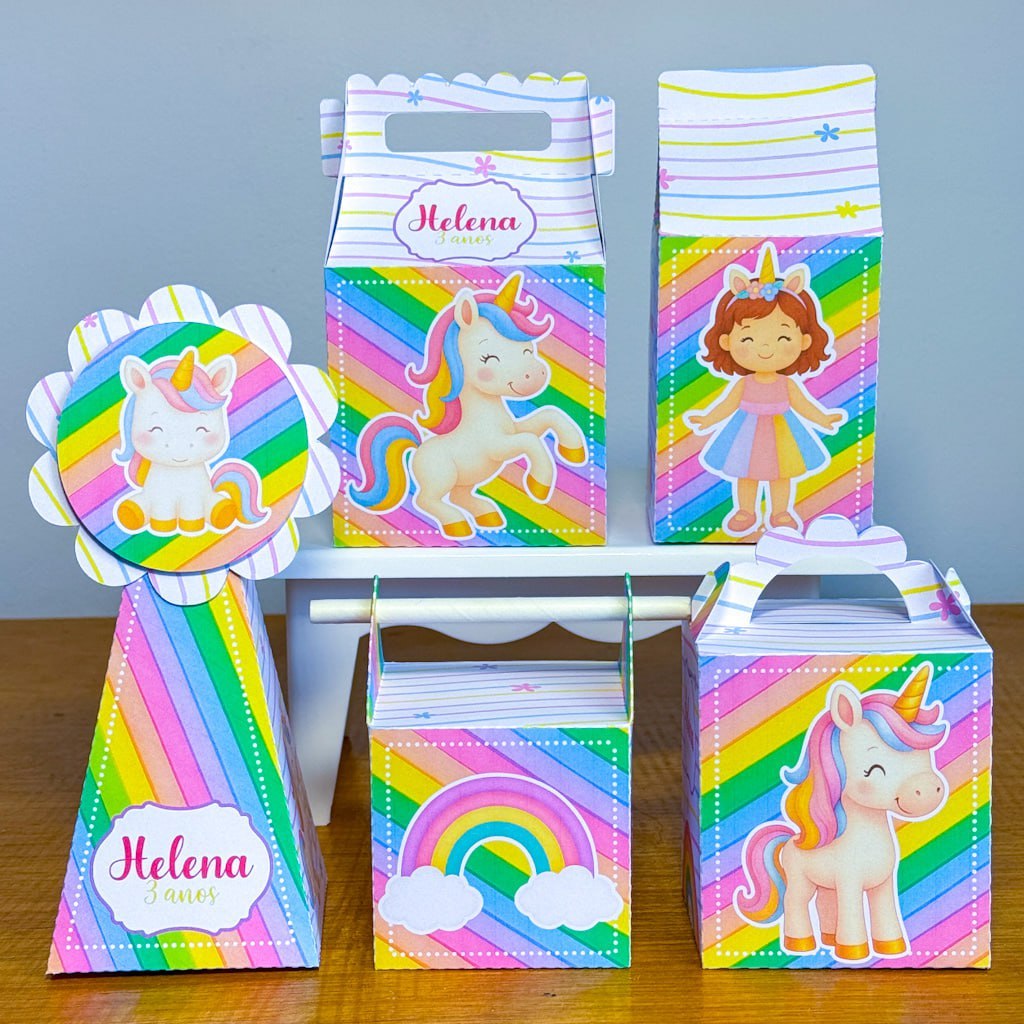 caixinhas personalizadas unicórnio para lembrancinha de aniversário infantil