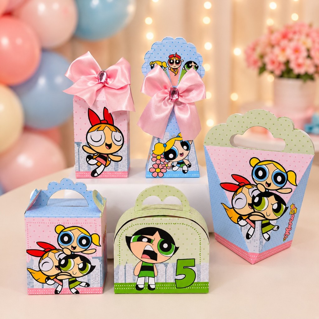 Personalizados Meninas Super Poderosas - MONTE EM CASA-KIT FESTA -CAIXINHAS PERSONALIZADAS - ANIVERSÁRIO - LEMBRANCINHAS