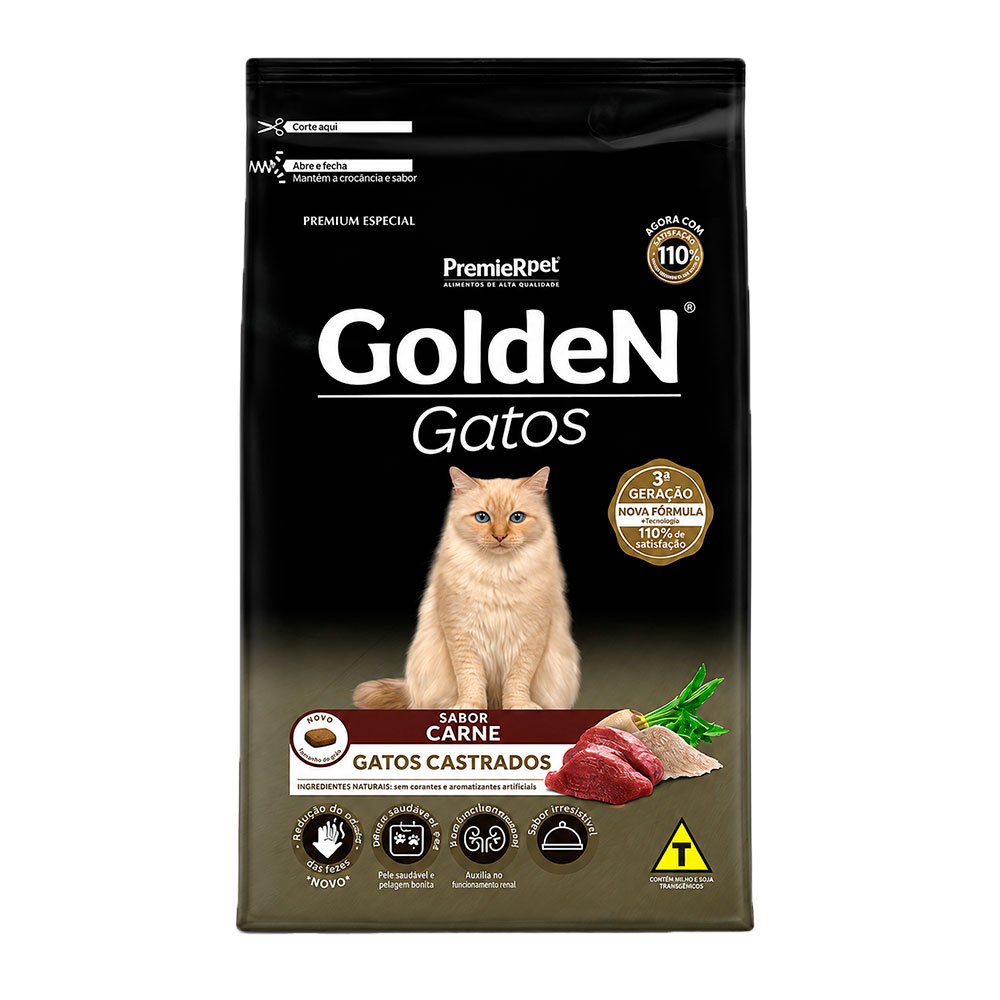 Ração Golden Para Gatos Adultos Castrados Sabor Carne 10,1kg · foto 2