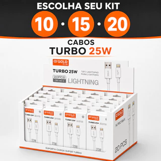 Kit 10, 15 ou 20 Cabos USB Iphone Turbo Lightning Reforçado Flexivel 1 metro