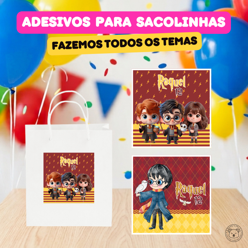ENVIO RÁPIDO Adesivo Rótulo Personalizado para Sacolinha Harry Potter | Aniversário, Festa, Lembrancinhas, Mimos