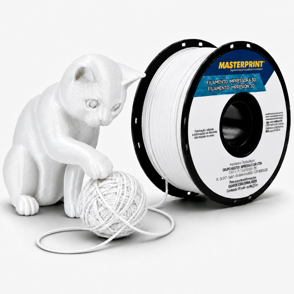 Filamento PLA Silk Branco MasterPrint 1kg 1,75mm para Impressora 3D Bambu Lab e Outras — imagem 2 de 2