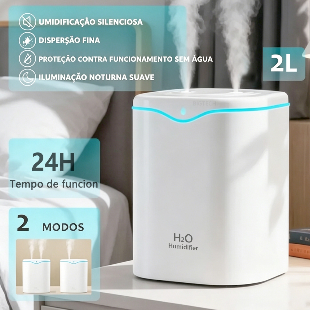 Imagem 2L Umidificador De Ar Grande Difusor Aromatizador Ambiente Difusor De Aromas USB Led Purificador
