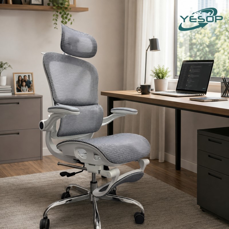 YESOP Cadeira Ergonômica Escritório Gamer Estudo Assento Zero Gravity Capacidade 150kg Cor Branco