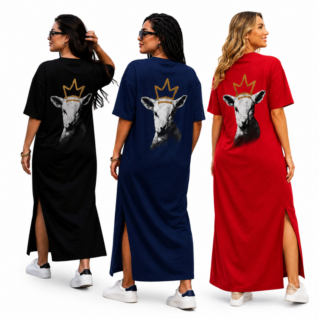 Vestido Longo Feminino Elegante Malha Cristão Casual Evangélico Elegância Conforto Estampado
