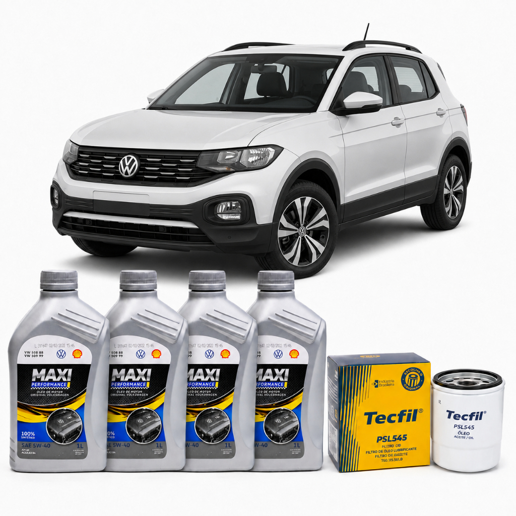 Kit Troca de Óleo T-Cross TSI 1.0 1.4 4L 5W40 Volkswagen Original Sintético