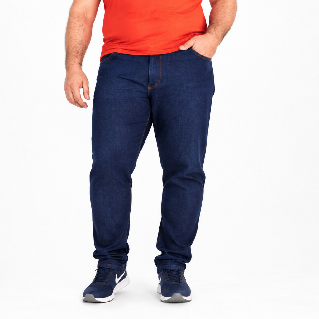 Calça Jeans Plus Size  Estica Lycra Premium Confortável Tradicional Serviço Trabalho Dia a Dia Escritório Reforçada