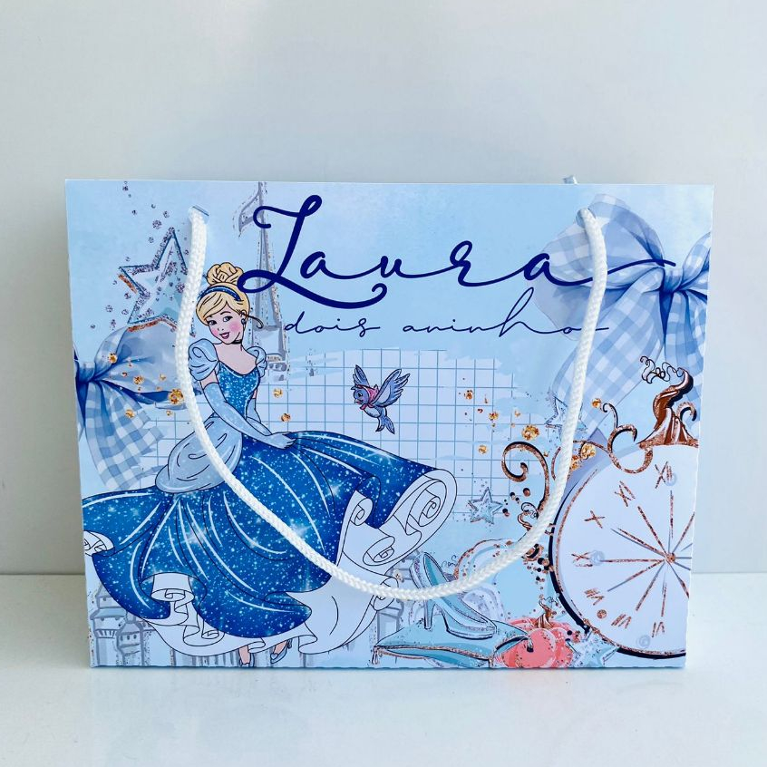 SACOLINHA CINDERELA PERSONALIZADA PARA LEMBRANCINHAS DE FESTAS TEMA CINDERELA | sacolinha aquarelada cinderela|