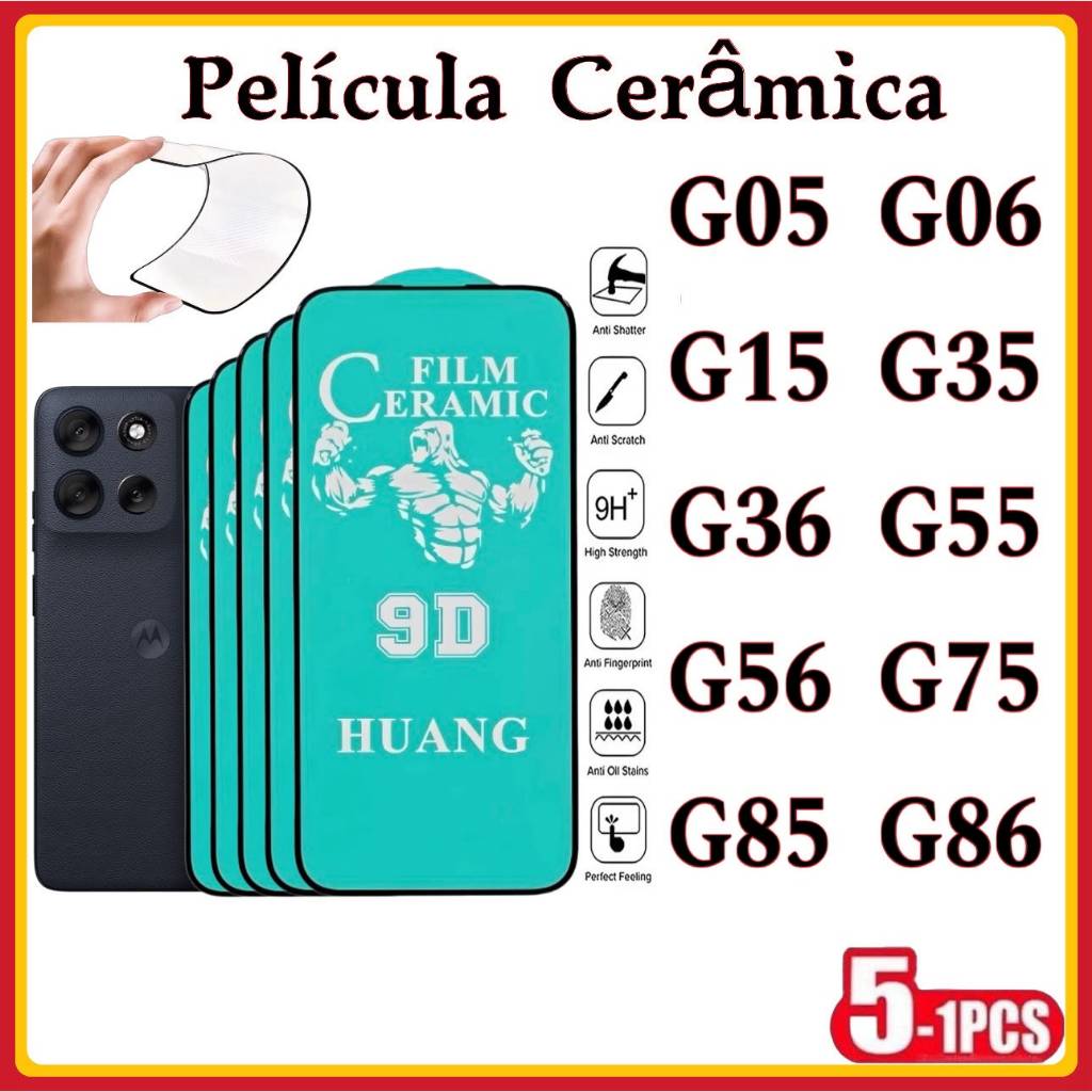 Película Cerâmica 9d 3D Motorola Gel Hidrogel Flexível G05 G06 G15 G35 G36 G55 G56 G75 G85 G86