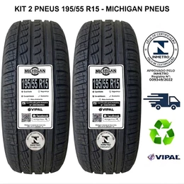 KIT 2 PNEU CARRO 195 55 15 ARO 15 BORRACHA VIPAL