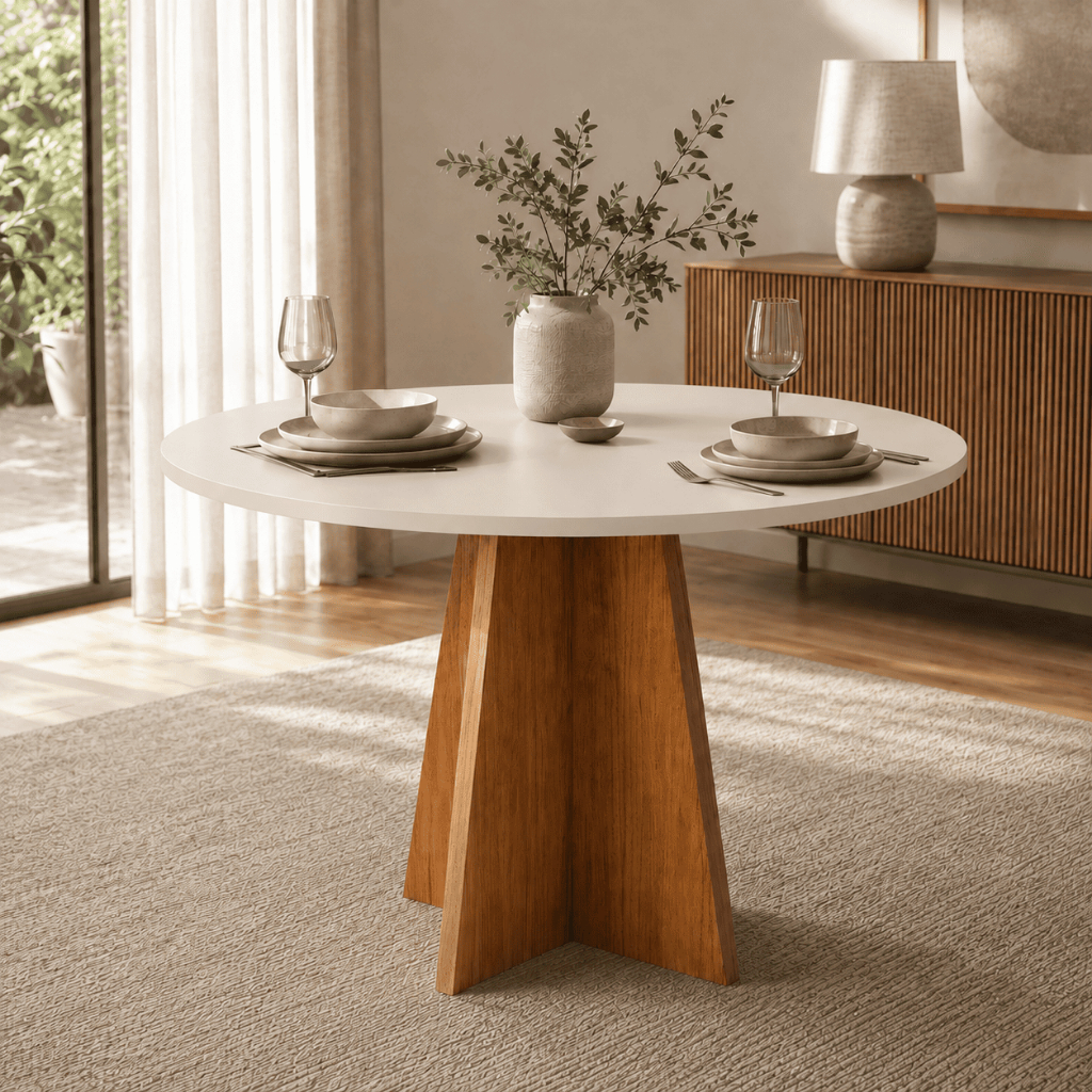Mesa De Jantar Redonda 90cm Mdf Sala De Jantar Cozinha Até 4 Lugares Design Moderno Gourmet