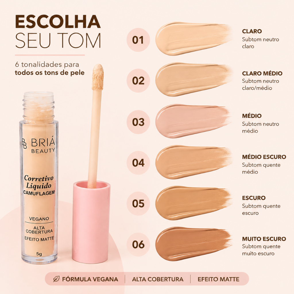 Corretivo Líquido Briá Beauty Alta Cobertura Camuflagem Efeito Matte — imagem 2 de 2