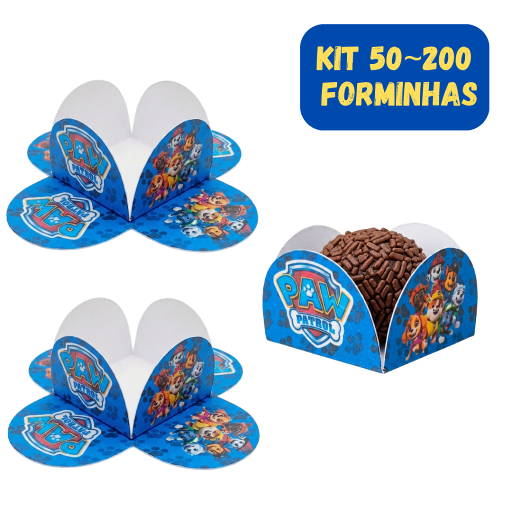 50~200 Forminhas Brigadeiro Docinho 4 Pétalas Patrulha Canina -  Para Festas Aniversários Eventos Doces Menino