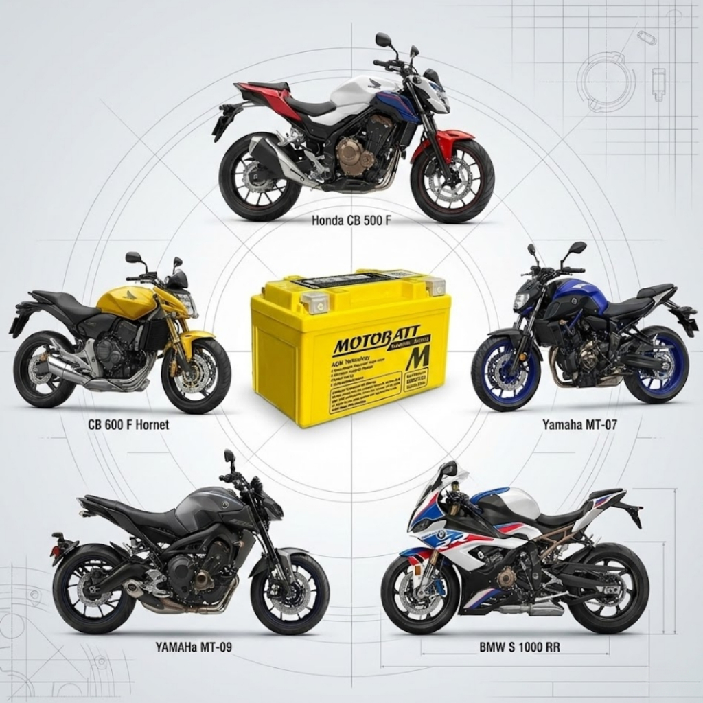 Bateria Motobatt Mbtz10s 8,6ah 12V Yamaha Mt-07/09 Yzf R1AGM QUADFLEX Selada