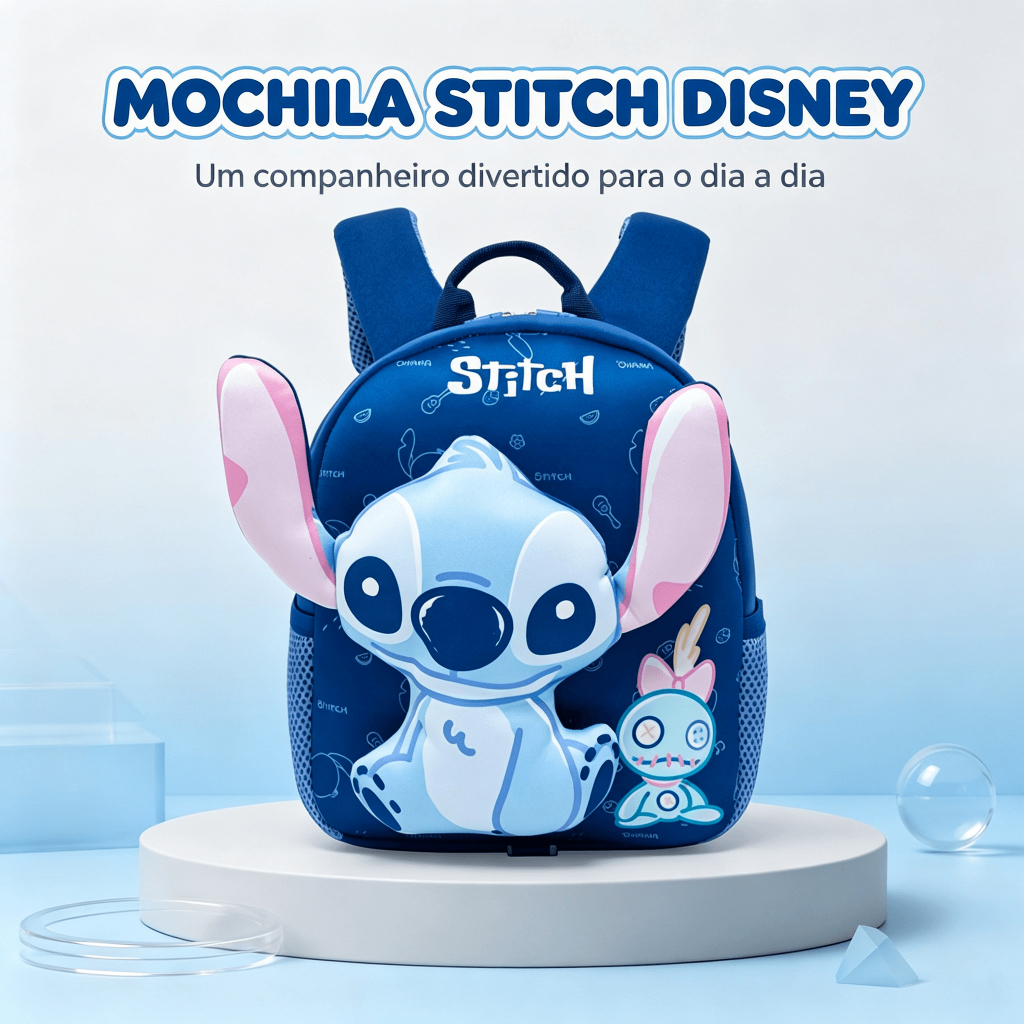 Mochila Infantil Disney Stitch Escolar Passeio