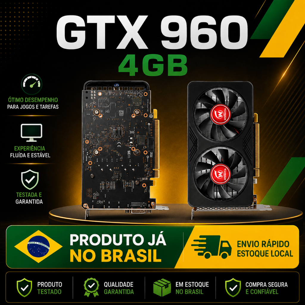 Placa de Vídeo NVIDIA GTX 960 4GB GDDR5 128 Bits Dual Fan PCIe 3.0