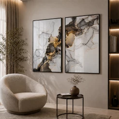 Quadro Decorativo Abstrato Mármore Moderno 2 Telas Sala Quarto Escritorio