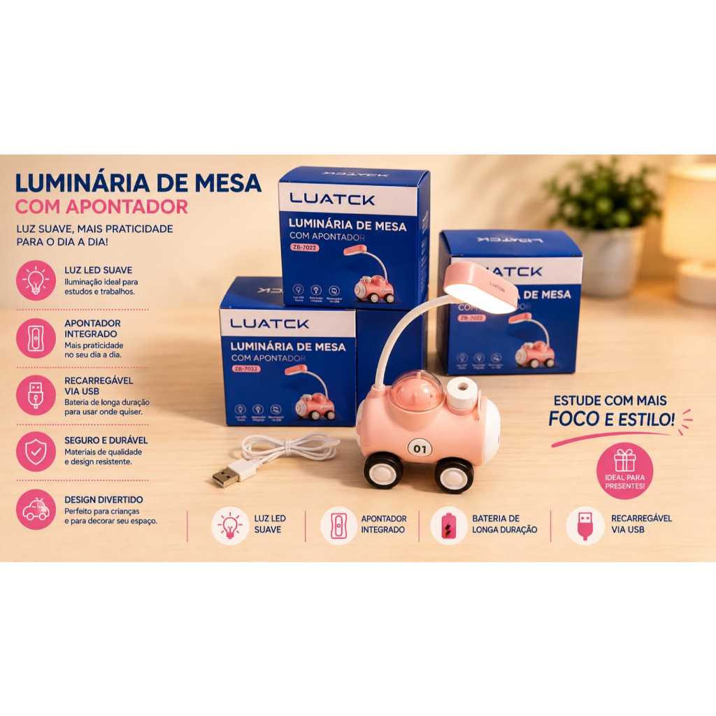 Luminaria de Mesa recarregavel LUATEK