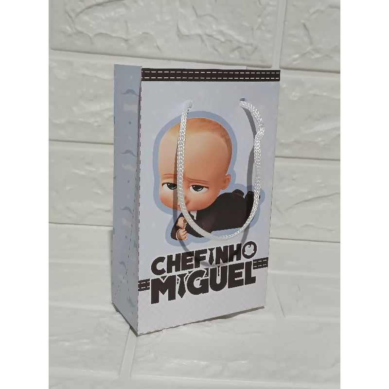 Sacolinhas Personalizadas Poderoso Chefinho Papel Offset 180G – Festa Infantil, Lembrancinha com Alça