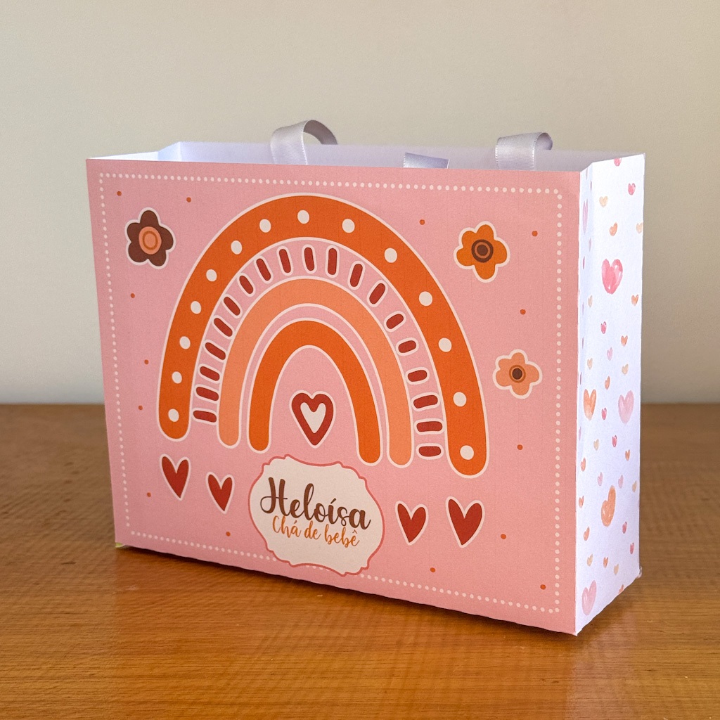 Sacolinha ARCO ÍRIS BOHO MENINA Personalizado Sacolinha Lembrancinha Aniversário ARCO IRIS BOHO PEGUE MONTE