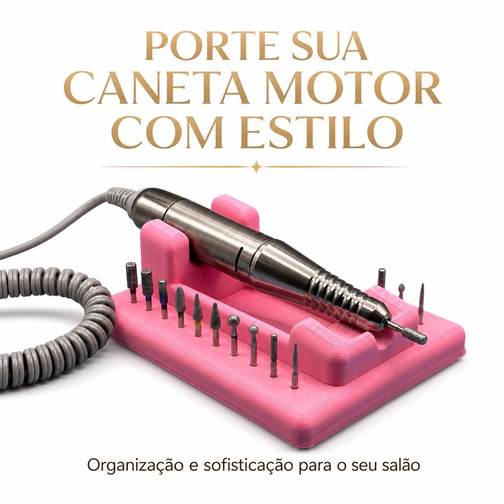 Suporte Caneta Motor Rotativa Organizador 20 Brocas Impresso 3D Rack Lixa Unha