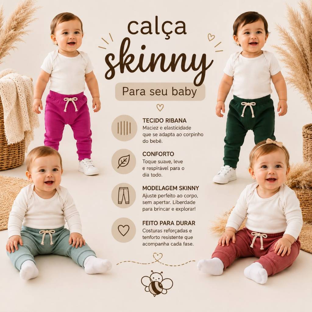 Kit 3 Calça Saruel Skinny Infantil Menino Menina Inverno