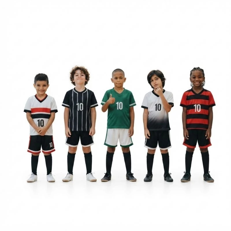 Conjunto Infantil Esportivo Camiseta + Short Futebol Casual Confortável Respirável Criança Diversas Cores e Tamanhos