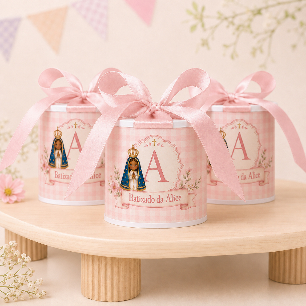 Kit tubolatas personalizadas • Nossa Senhora Aparecida • Lembrancinha maternidade | batizado | aniversário | chá de bb