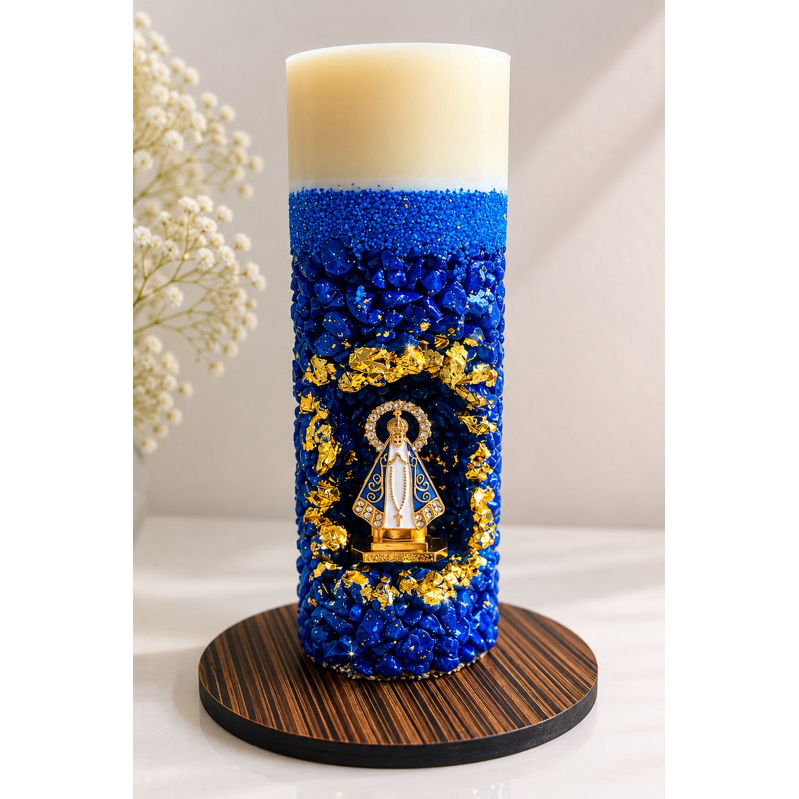 Vela Nossa Senhora Aparecida Oratório Artesanal Decorativa Presente Religioso Batizado