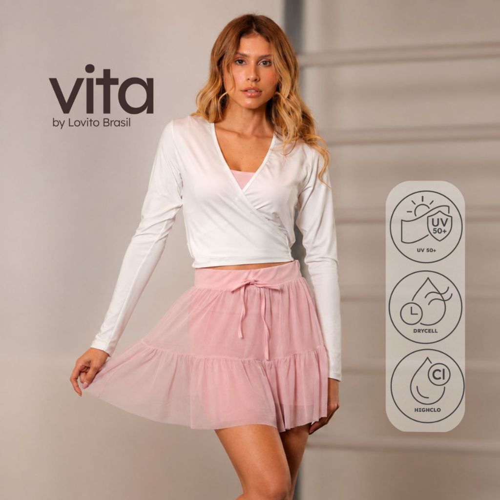 Lovito Vita Blusa Feminina Transpassada Manga Longa SEB20092039